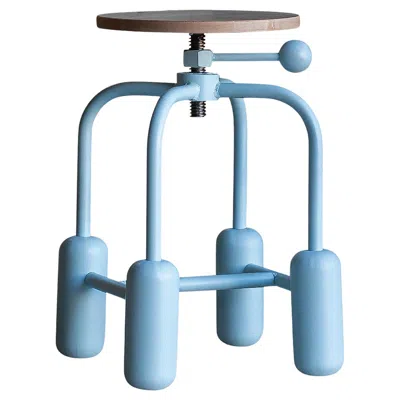 Pre-owned Koba Model 04 – Modern Colorful Adjustable Stool W/ Solid Wood Seat And Painted Base In Brown