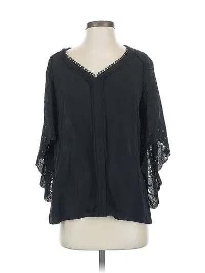 Pre-owned Kobi Halperin 3/4 Sleeve Silk Top Black V Neck Tops