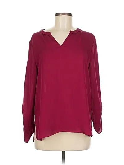 Pre-owned Kobi Halperin 3/4 Sleeve Silk Top Burgundy Open Neckline Tops