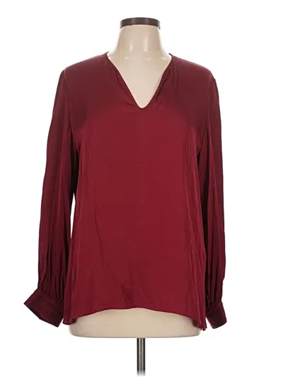 Pre-owned Kobi Halperin 3/4 Sleeve Silk Top Burgundy V Neck Tops
