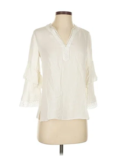 Pre-owned Kobi Halperin 3/4 Sleeve Silk Top Ivory V Neck Tops