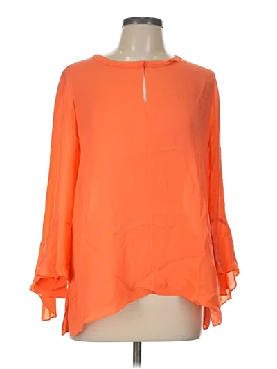 Pre-owned Kobi Halperin 3/4 Sleeve Silk Top Orange Keyhole Neckline Tops