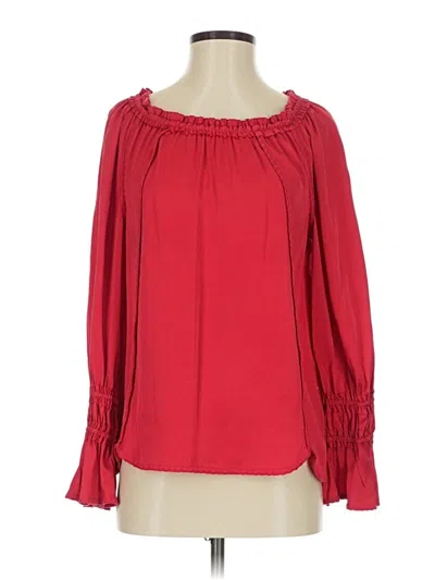 Pre-owned Kobi Halperin 3/4 Sleeve Silk Top Red Off The Shoulder Neckline Tops