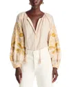 Kobi Halperin Addie Embroidered Cotton-silk Blouse In Neutral