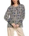 Kobi Halperin Addison V-neck Blouse In Blue