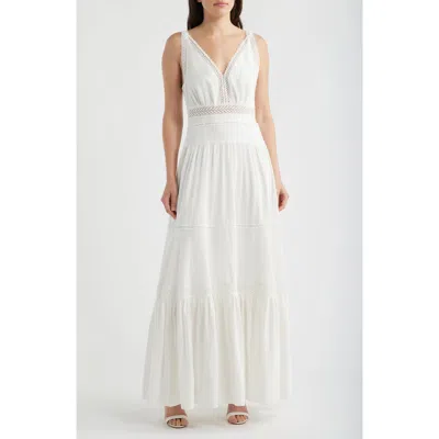 Kobi Halperin Alessia Lace Inset Detail Maxi Dress In White