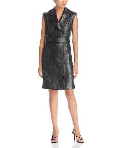 Kobi Halperin Alexis Belted Faux Leather Dress In Carbon