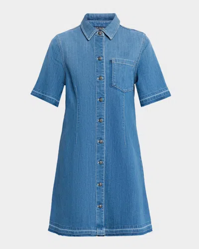 Kobi Halperin Alice Stretch-denim Raw-edge Minidress In Blue