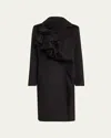 Kobi Halperin Alora Ruffle Brushed Wool Coat In Black