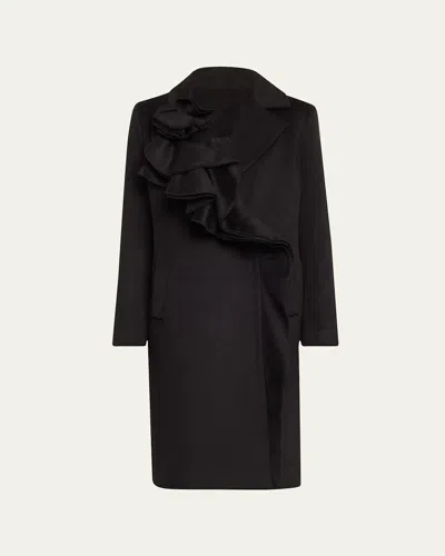 KOBI HALPERIN ALORA RUFFLE BRUSHED WOOL COAT