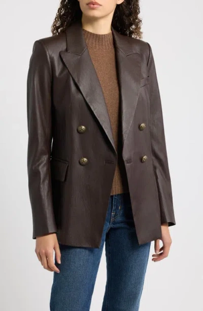 Kobi Halperin Alyson Faux Leather Double Breasted Blazer In Brown