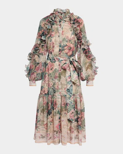 Kobi Halperin Amanda Floral-print Ruffle Midi Dress In Multi