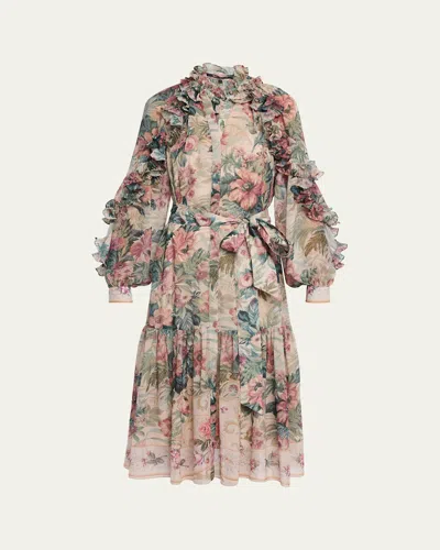 Kobi Halperin Amanda Floral-print Ruffle Midi Dress In Multi