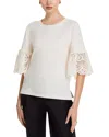 Kobi Halperin Amanda Mixed Media Top In Gray