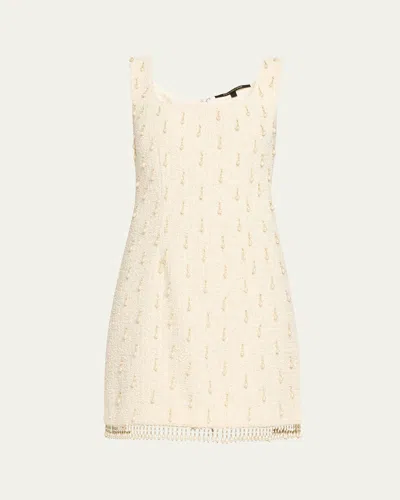 Kobi Halperin Amelia Sleeveless Beaded Boucle Mini Dress In Neutral
