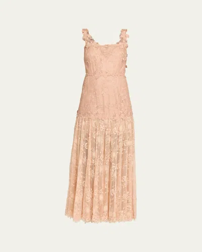 Kobi Halperin Ana Sleeveless Square-neck Lace Maxi Dress In Brown