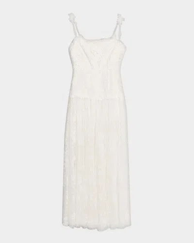 Kobi Halperin Ana Sleeveless Square-neck Lace Maxi Dress In White
