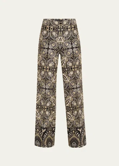 Kobi Halperin Andres Straight-leg Floral-print Pants In Black