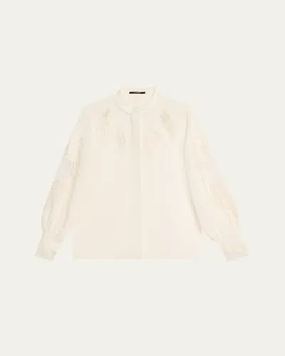 Kobi Halperin Angela Embroidered Sheer-inset Blouse In White