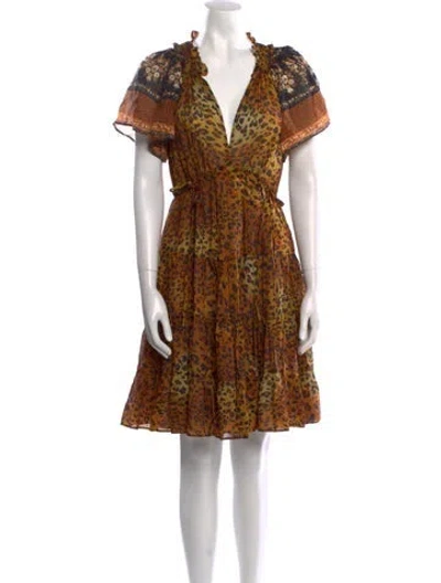 Pre-owned Kobi Halperin Animal Print Knee-length Dress In Neutral