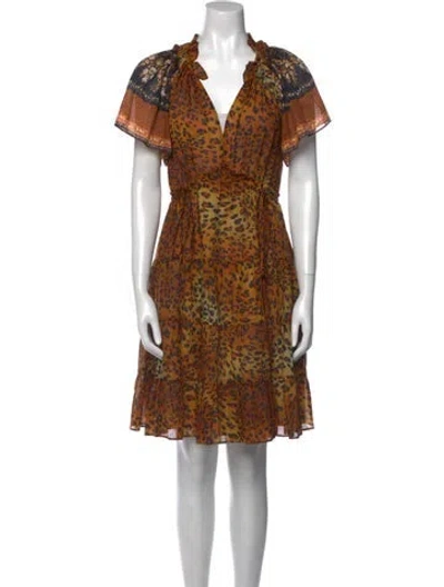 Pre-owned Kobi Halperin Animal Print Knee-length Dress W/ Tags In Neutral