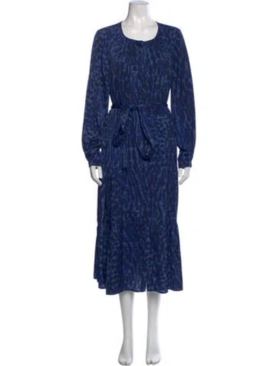 Pre-owned Kobi Halperin Animal Print Long Dress In Blue