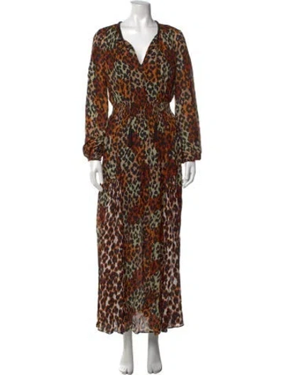 Pre-owned Kobi Halperin Animal Print Long Dress In Brown