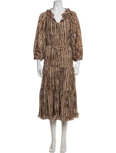 Pre-owned Kobi Halperin Animal Print Long Dress W/ Tags In Brown