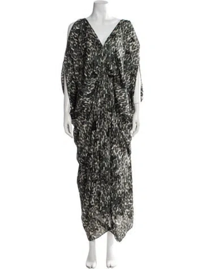 Pre-owned Kobi Halperin Animal Print Long Dress W/ Tags In Green