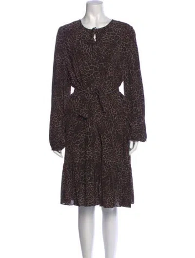 Pre-owned Kobi Halperin Animal Print Midi Length Dress In Brown