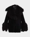 Kobi Halperin Annalise Wool Shearling-trim Coat In Ivory