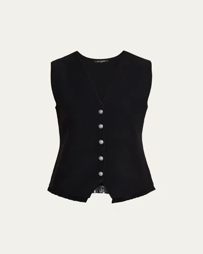 Kobi Halperin Anya Fringe-hem Knit Vest In Black