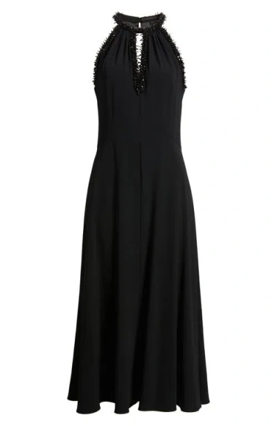 Kobi Halperin Aria Beaded Halter Dress In Black