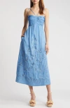 KOBI HALPERIN KOBI HALPERIN ARIELLA FLORAL EMBROIDERED LINEN BLEND MIDI DRESS