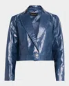 Kobi Halperin Astra Cropped Leather Jacket In Purple