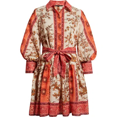 Kobi Halperin Bailey Print Long Sleeve Tie Waist Dress In Multi