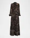 Kobi Halperin Baird Tiered Animal-print Maxi Dress In Brown