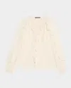 Kobi Halperin Bali Raglan-sleeve Ruffle Blouse In Ivory