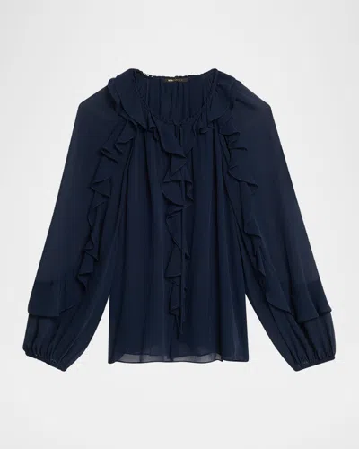 KOBI HALPERIN BALI RAGLAN-SLEEVE RUFFLE BLOUSE