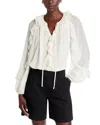 Kobi Halperin Bali Raglan-sleeve Ruffle Blouse In Ivory