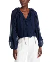 Kobi Halperin Bali Raglan-sleeve Ruffle Blouse In Navy
