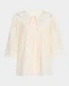 Kobi Halperin Bari Pintuck Lace-embellished Blouse In Ecru