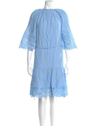 Pre-owned Kobi Halperin Bateau Neckline Knee-length Dress In Blue