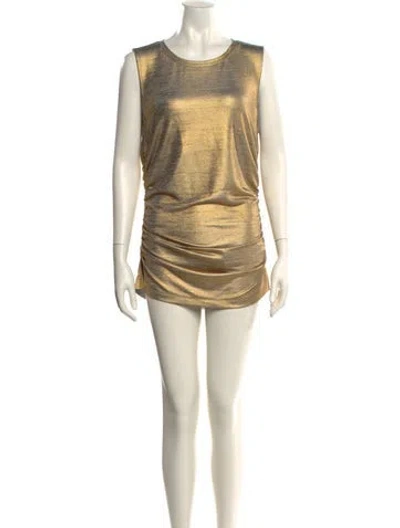 Pre-owned Kobi Halperin Bateau Neckline Mini Dress In Gold
