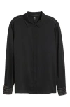 KOBI HALPERIN KOBI HALPERIN BEAD DETAIL STRETCH SILK GEORGETTE BUTTON-UP SHIRT