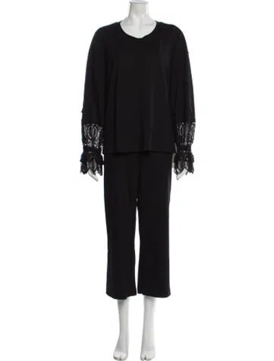 Pre-owned Kobi Halperin Beaded Accents Pant Set In Black
