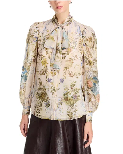 Kobi Halperin Beau Tie Neck Long Sleeve Blouse In Neutral