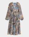Kobi Halperin Belle Tiered Floral-print Midi Dress