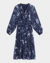 Kobi Halperin Belle Tiered Floral-print Midi Dress In Blue