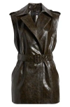 Kobi Halperin Belted Faux Leather Vest In Dark Brown